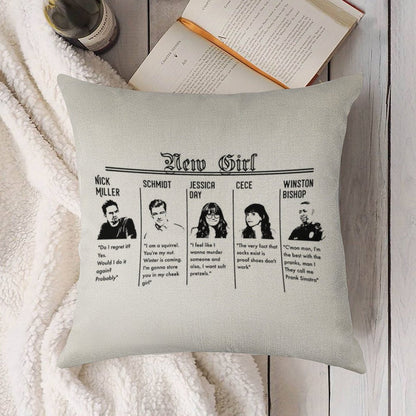 New Girl Linen Throw Pillow Cover