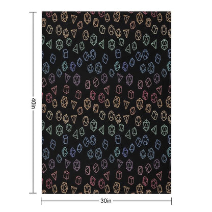 DnD Dice Rainbow on Black Pattern Throw Blanket