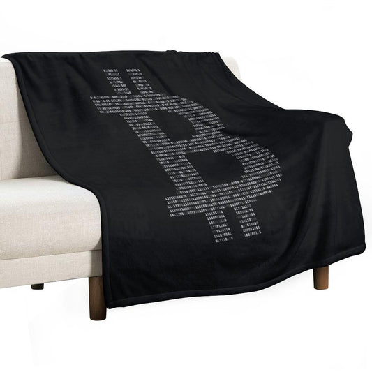 Bitcoin Binary Black Throw Blanket