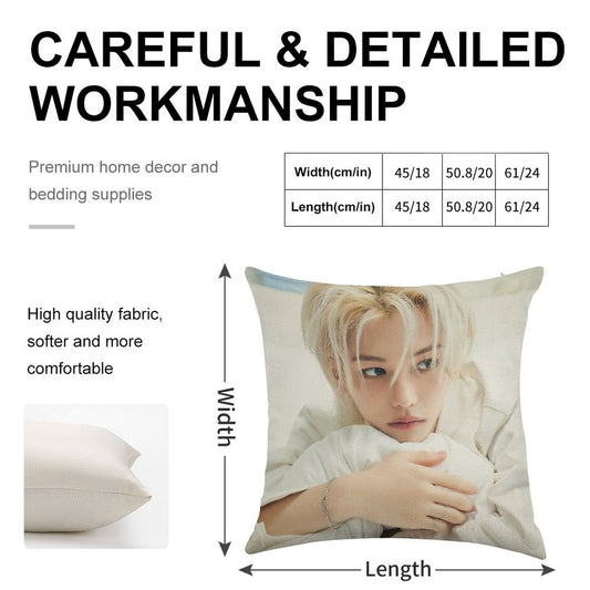 Lee Felix       Stray Kids - 2024 Season's Greetings 'Perfect Day with SKZ' (Teaser Images - Individual) Linen Throw Pillow Cover