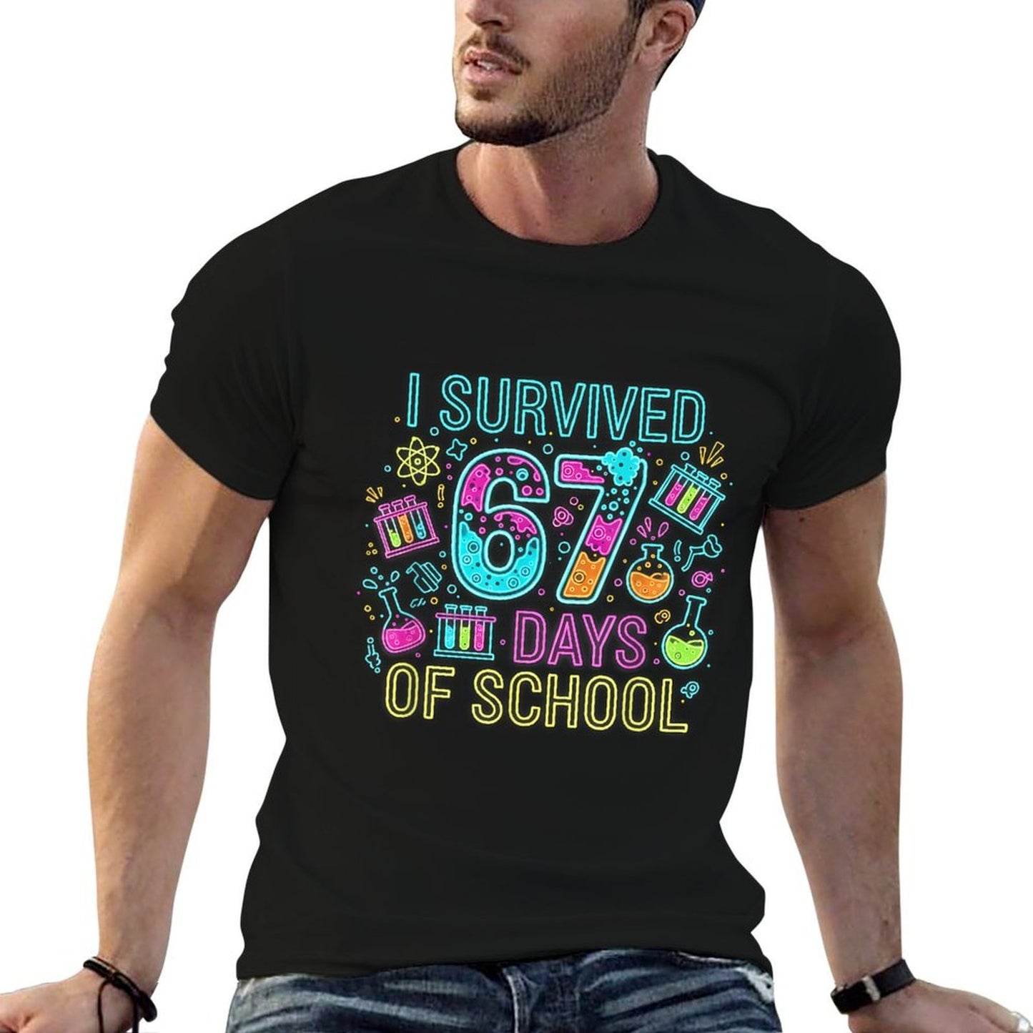 I Survived 67 Days of School Funny 67 Meme Science Teacher  Breathable T-Shirt