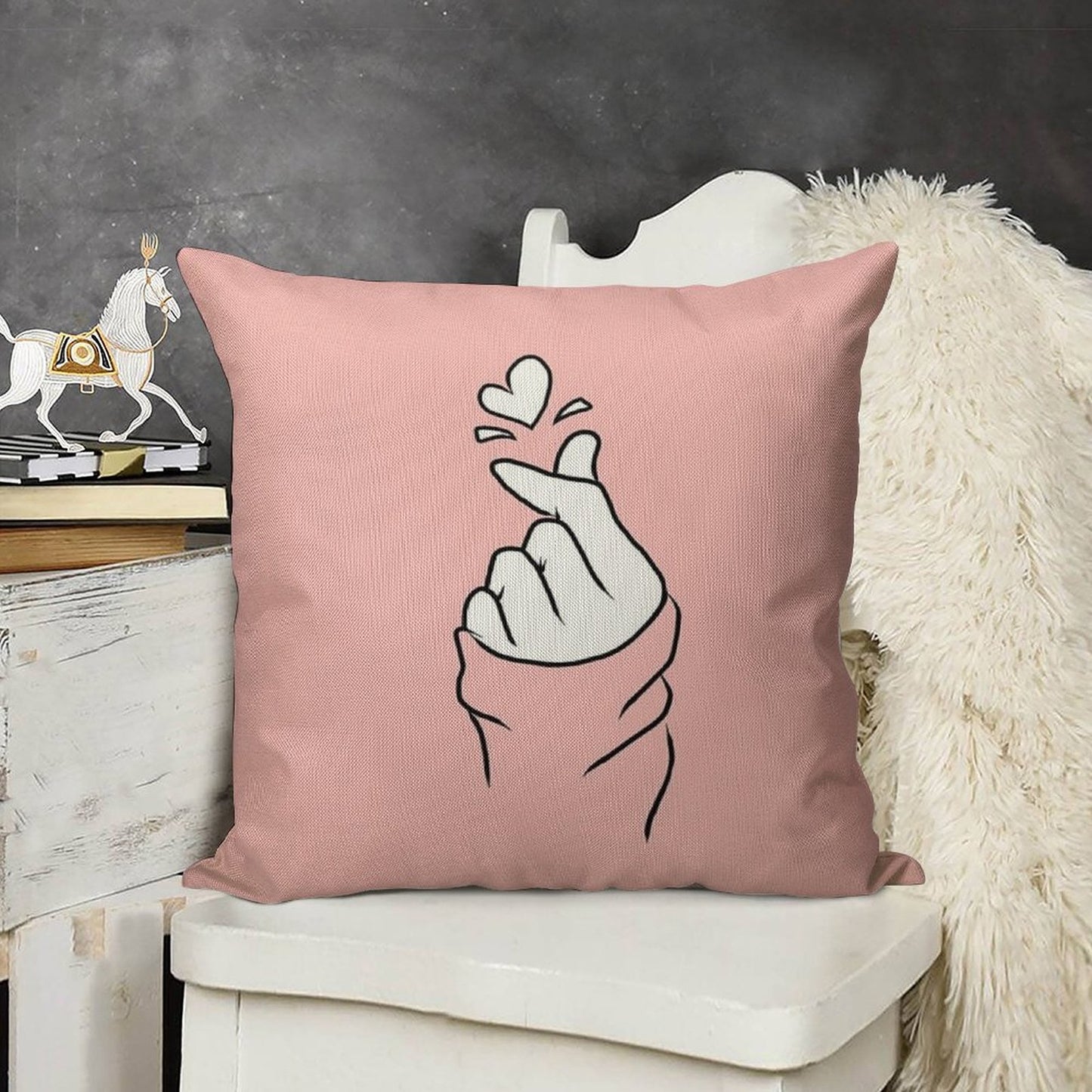 Cute Heart~ Linen Throw Pillow Cover