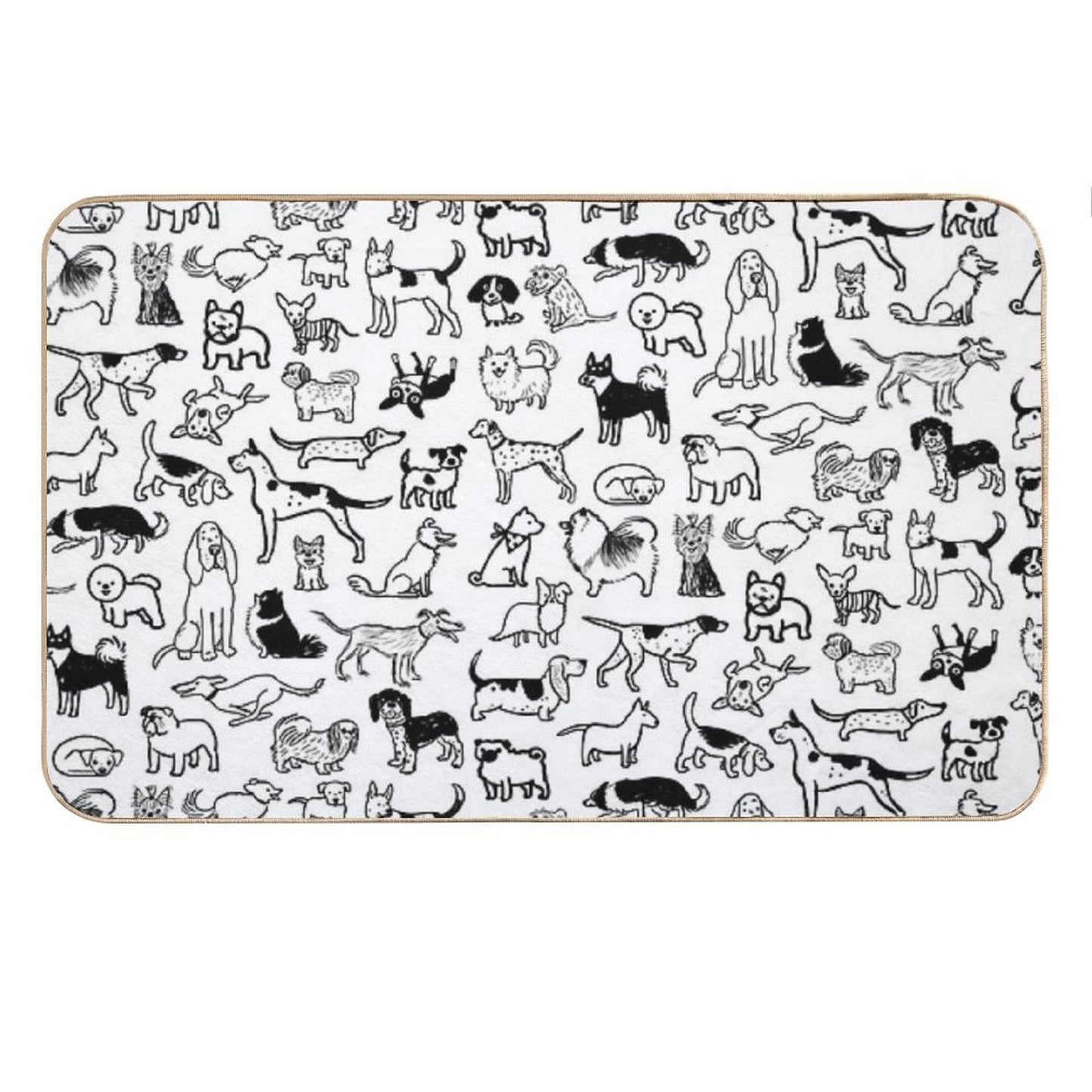 Black And White Dogs Pattern Bath Mat
