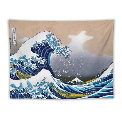 Great Wave Off Kanagawa by Hokusai Wall Tapestry Vectorized HD High Quality (Click on Artist Notes) Tapestry