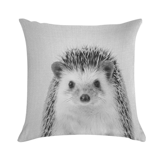 Hedgehog - Black & White Soft Luxury Feel Throw Pillow