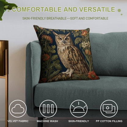 Vintage Forest Owl William Morris Style Soft Style Accent Throw Pillow