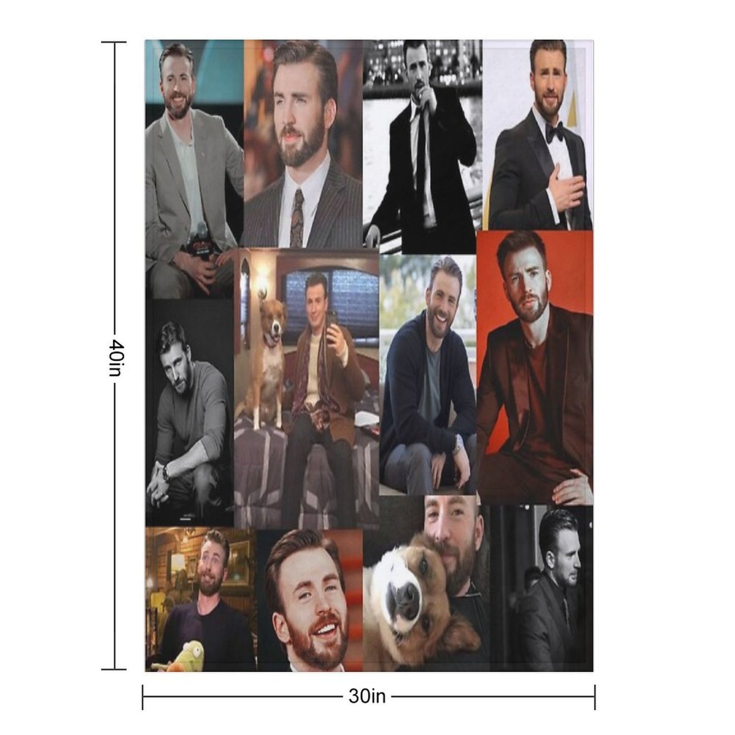Chris Evans Pic Collage Throw Blanket