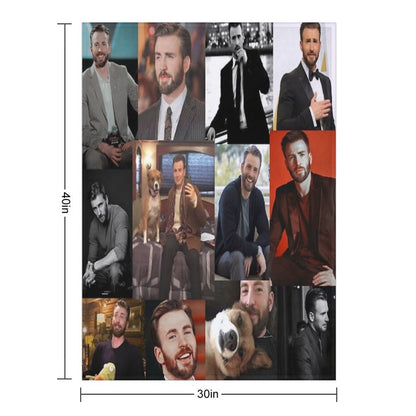 Chris Evans Pic Collage Throw Blanket