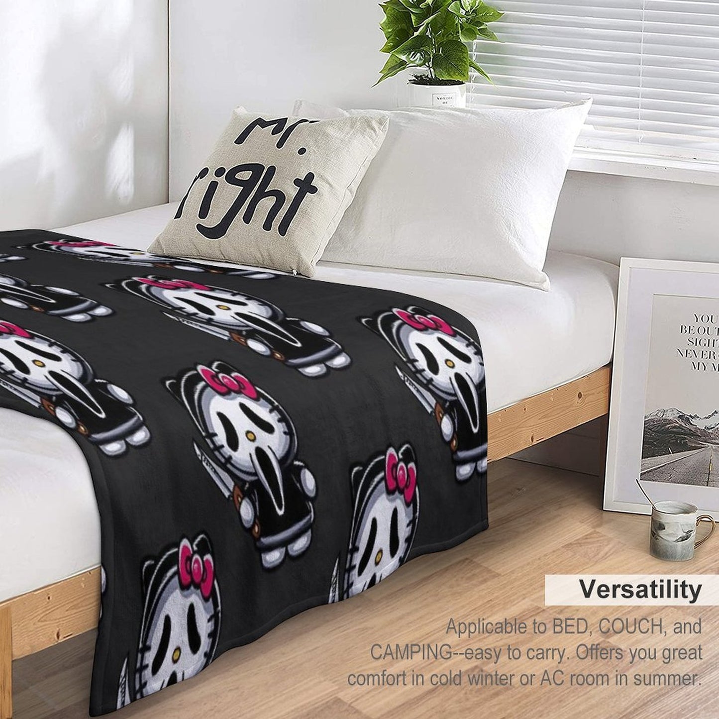 Scream Kitty Halloween Throw Blanket