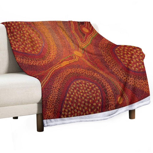 Australian Aboriginal Art Vintage Throw Blanket