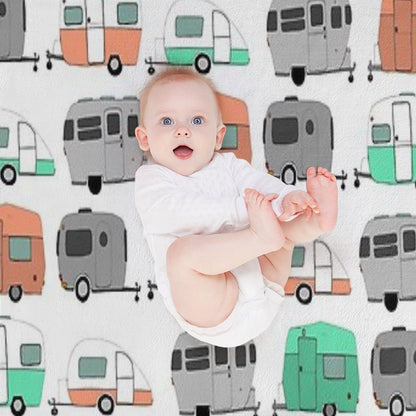 Vintage Caravan Pattern Throw Blanket
