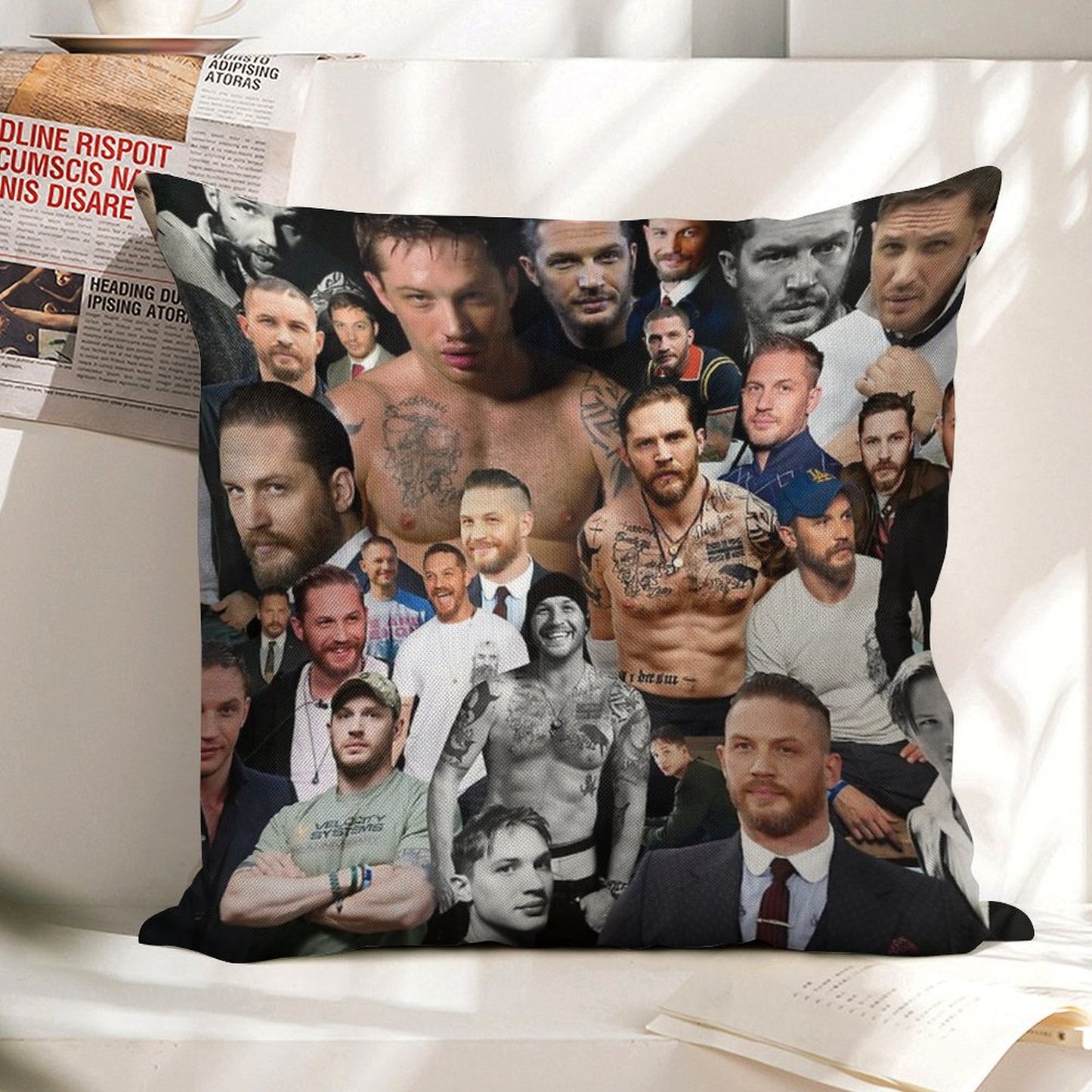 Tom Hardy Linen Throw Pillow Cover