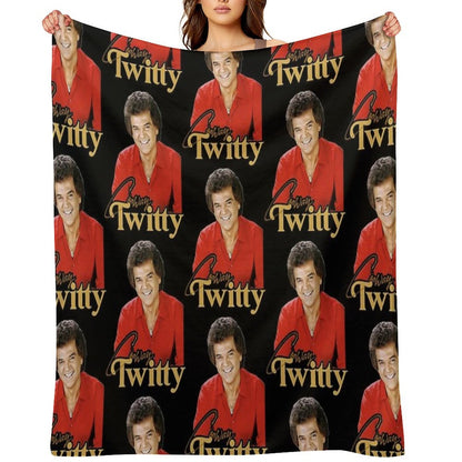 Conway Twitty ))(( Retro Country Legend Design Throw Blanket