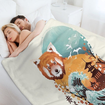 Ukiyo E Red Panda Throw Blanket