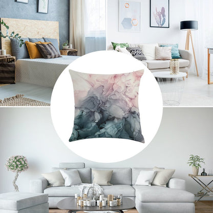 Blush And Payne's Grey Flowing Abstract Painting Linen Throw Pillow Cover