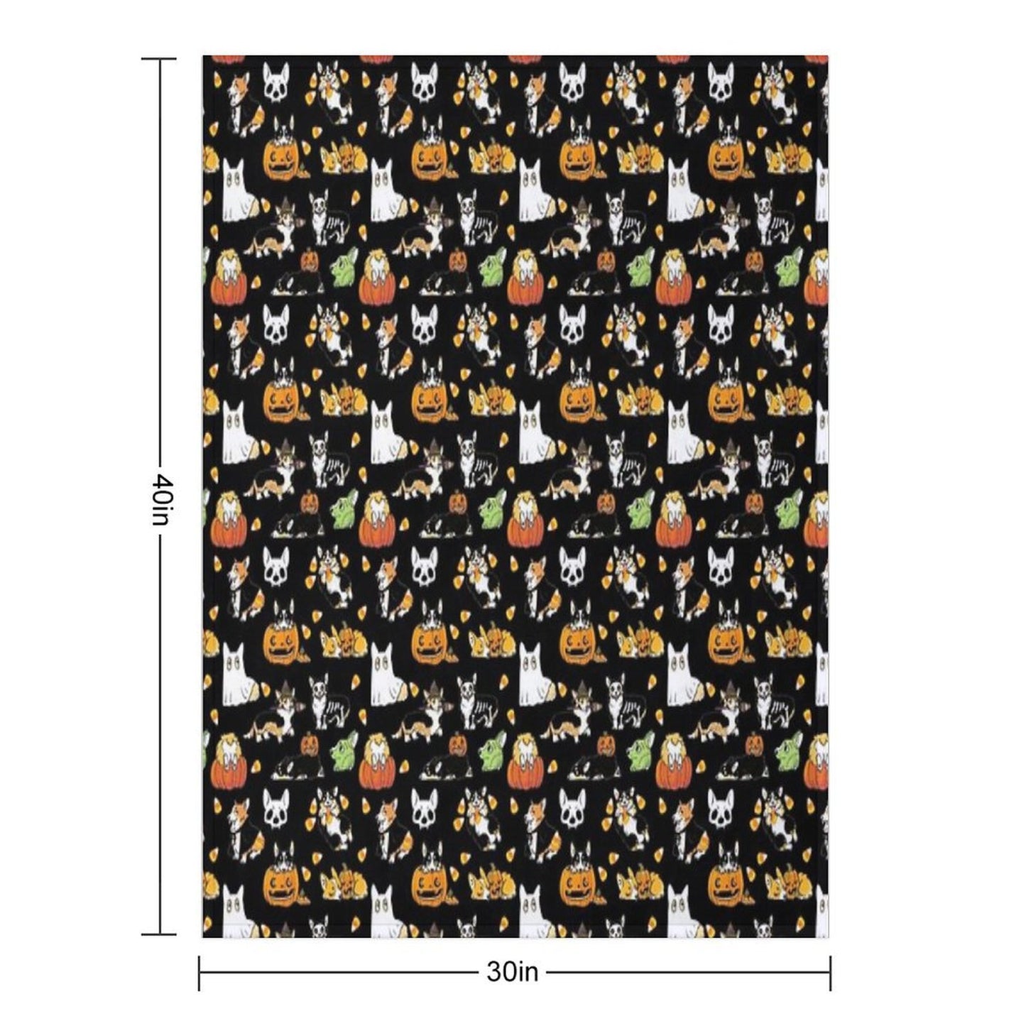 Corgi Halloween - Black Throw Blanket
