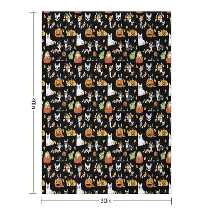 Corgi Halloween - Black Throw Blanket