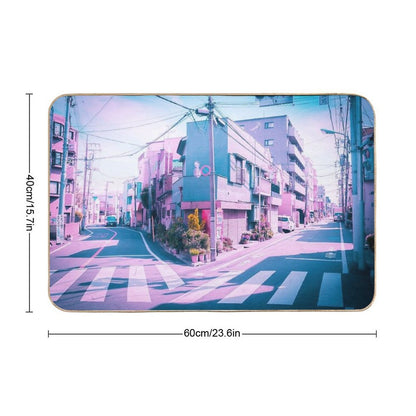Anime in Real Life Vaporwave Summer Day in Tokyo Residential Area  Dirt-Trapping Bath Mat