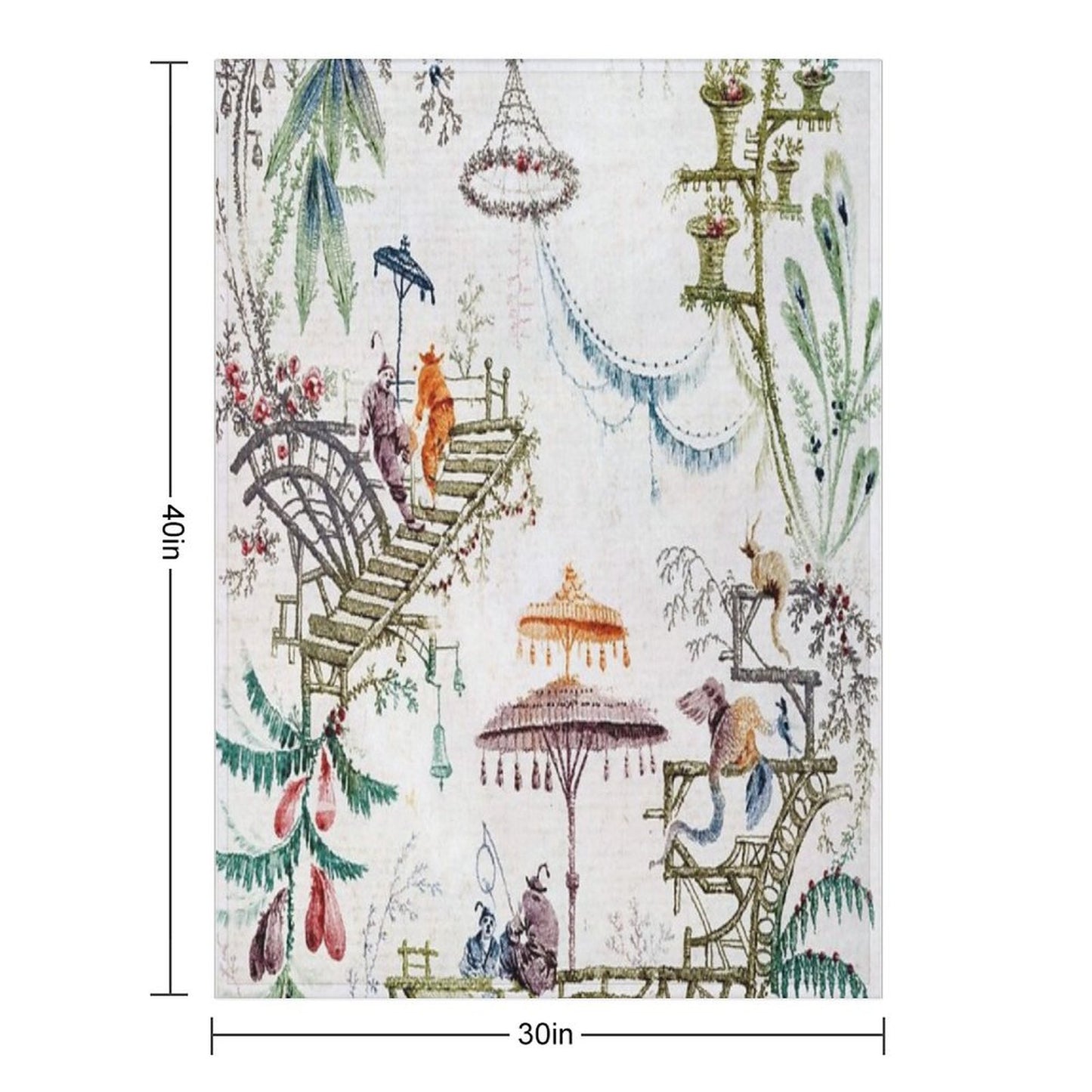 Enchanted Forest Chinoiserie Throw Blanket