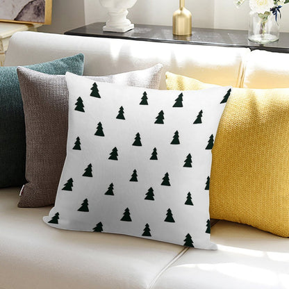 Black Modern Christmas Tree Pattern Soft Reinforced Edging Throw Pillow