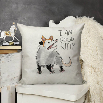 I AM GOOD KITTY Design Linen Throw Pillow Cover