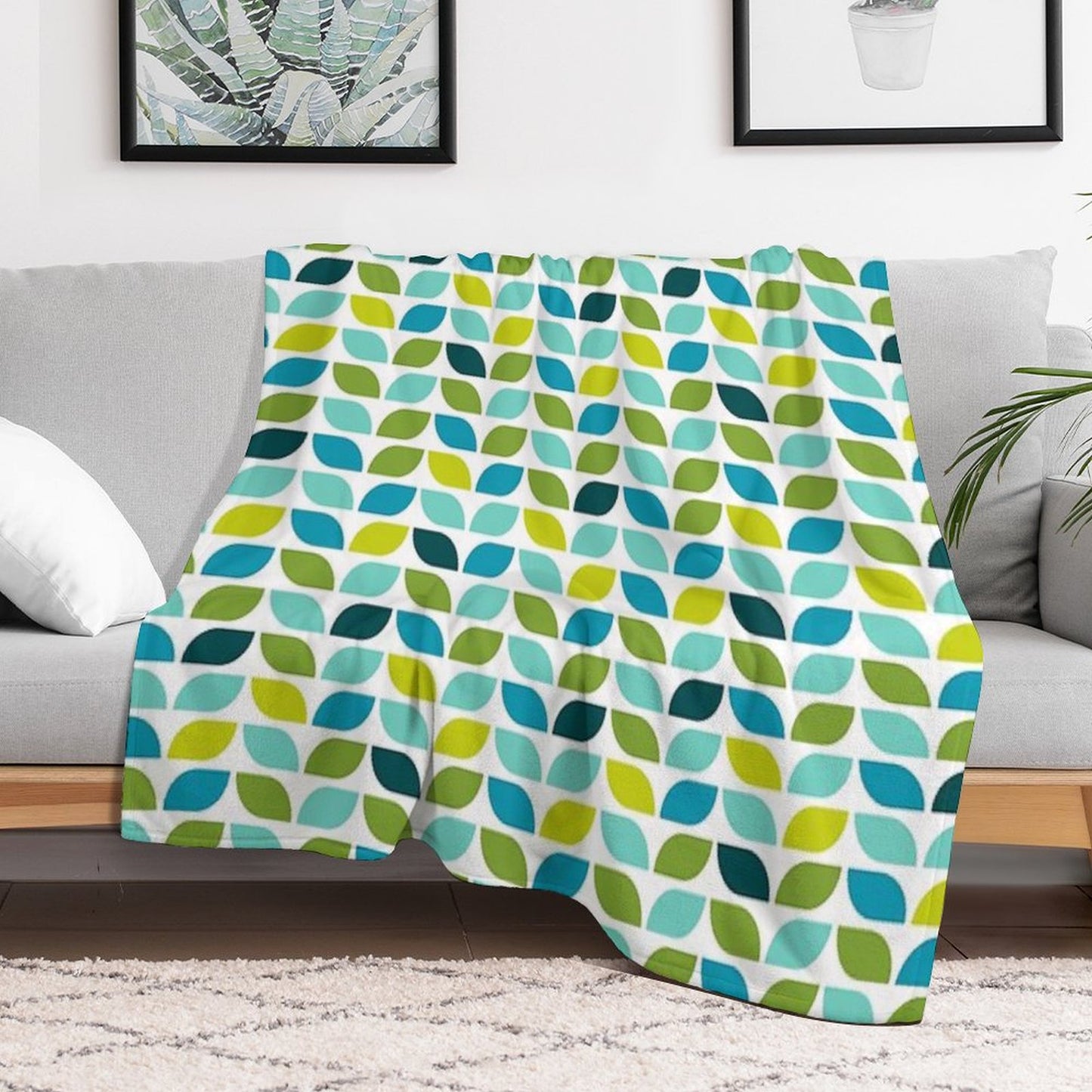 Geometric Pattern Leaf Spring Throw Blanket