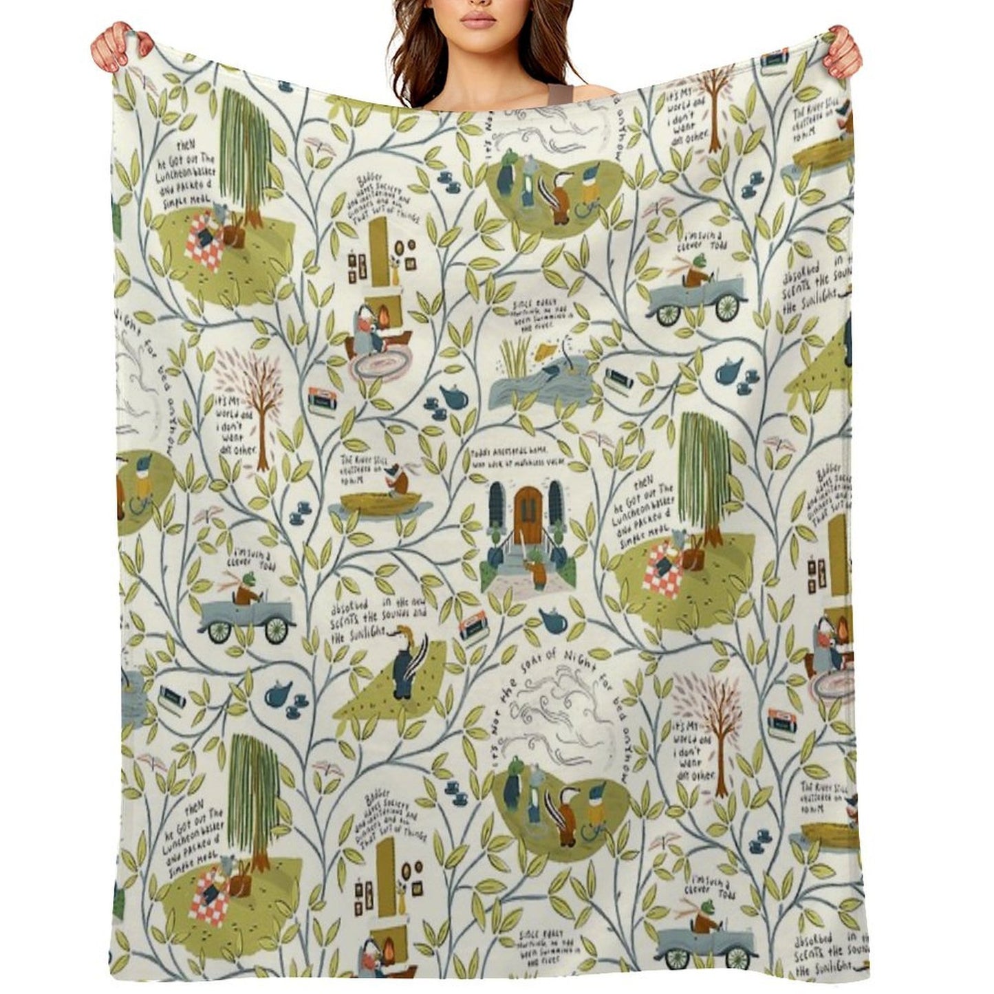 Wind in The Willows (light) Throw Blanket