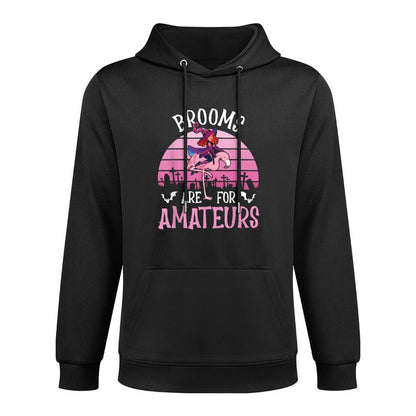 Brooms Are For Amateurs – Spooky Halloween Flamingo Unisex Design Hoodie