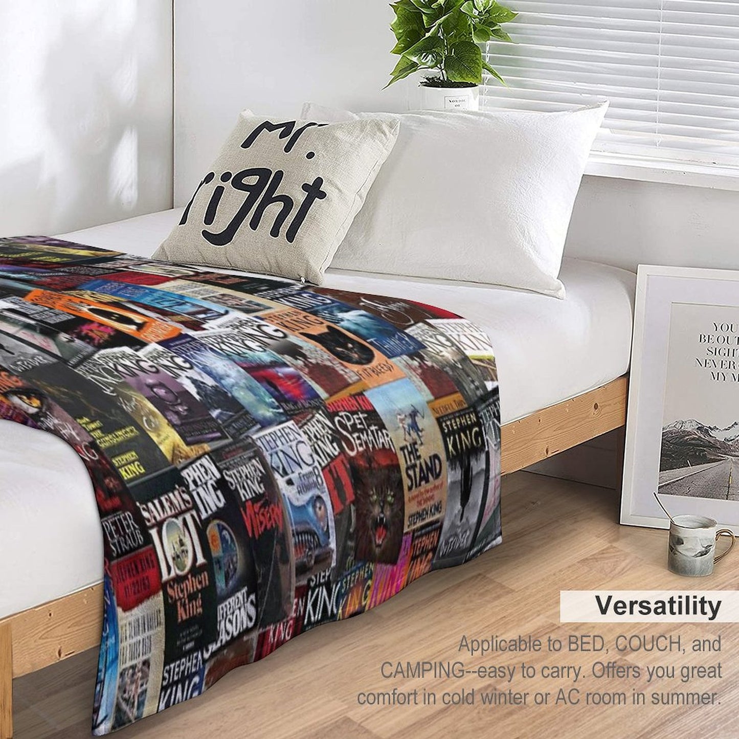 Stephen King Book Covers, Horror Bookworm Throw Blanket