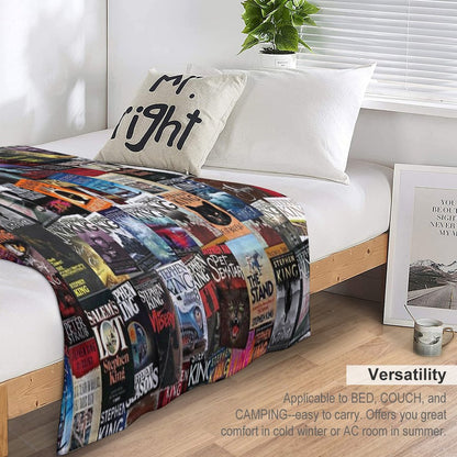 Stephen King Book Covers, Horror Bookworm Throw Blanket