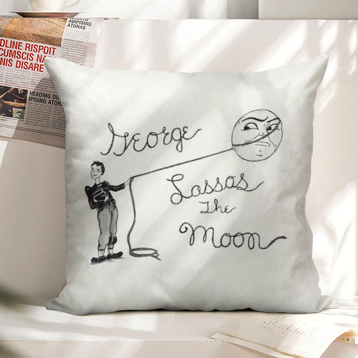 Moon Capture Linen Throw Pillow Cover