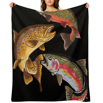 Fly Fishing Trout Tribute Throw Blanket