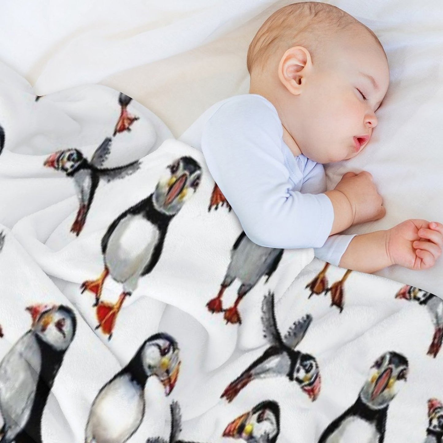 Puffins Pattern Throw Blanket
