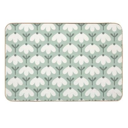 Bold Petal Flowers – Sage Green & Cream – Retro Playful Floral  Fade-Resistant Bath Mat