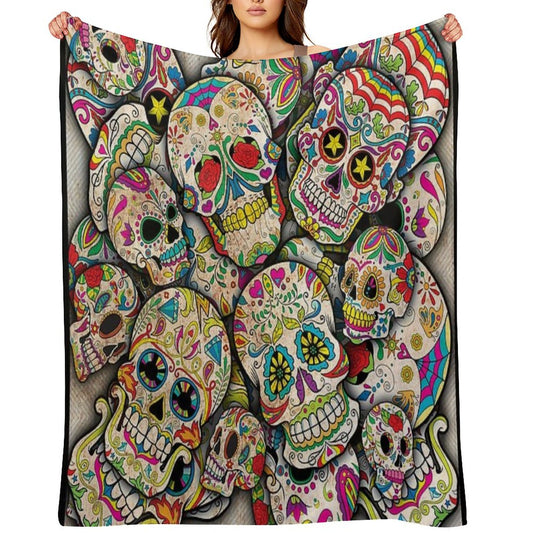 Sugar Skull Collage Throw Blanket