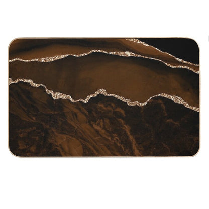 Abstract Brown & Gold Modern Geode Agate Design Bath Mat