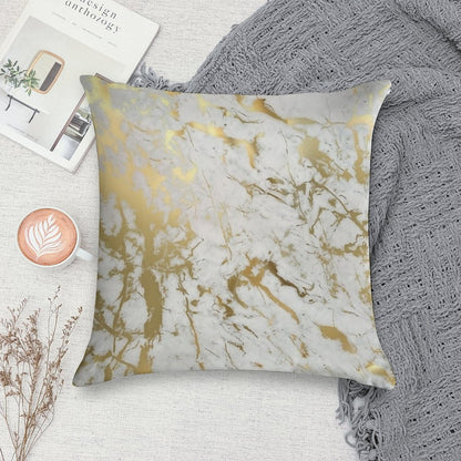 Gold Marble on White (original Height Quality Print) Soft Skin-Friendly Throw Pillow