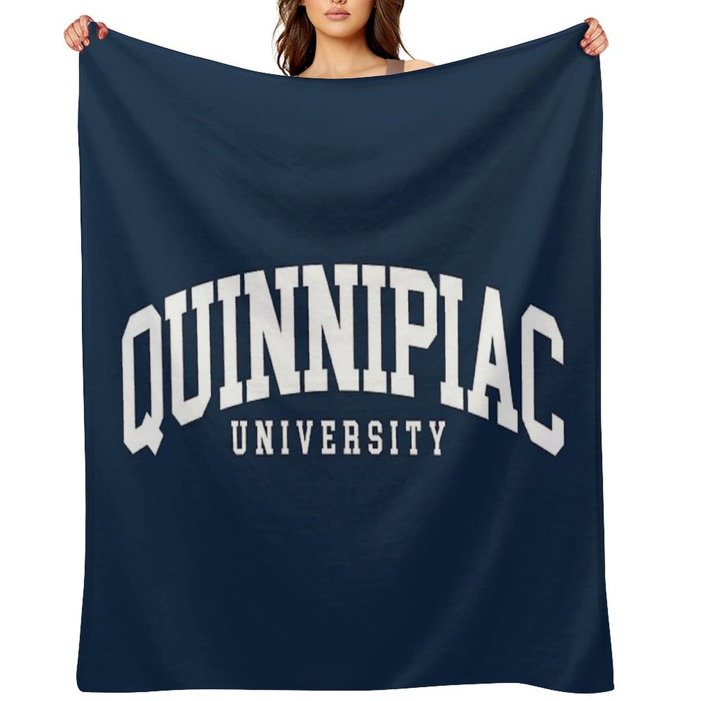 Quinnipac - College Font Curved Throw Blanket
