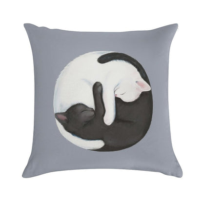 Yin Yang Balancing Cats Soft Bedroom Essential Throw Pillow