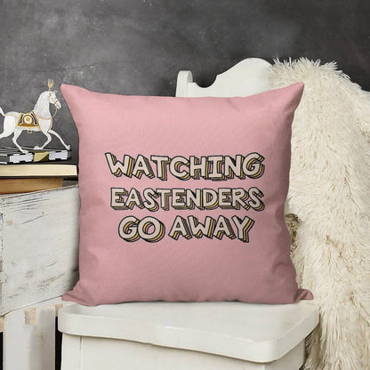 Watching Eastenders Go Away Linen Throw Pillow Cover