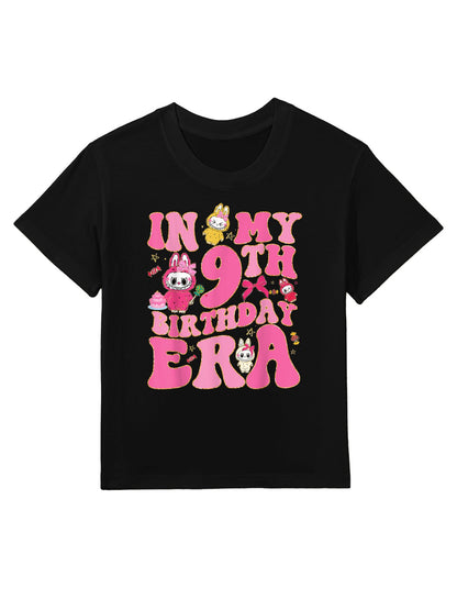 Groovy In My 9th Birthday Era Girls Kidsns Labubu Bday Kids T-Shirt