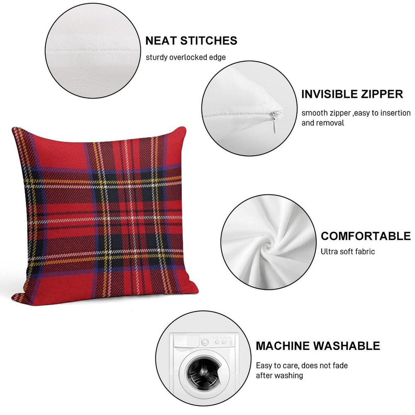 Traditional Royal Stewart Scottish Tartan Soft Washable Throw Pillow