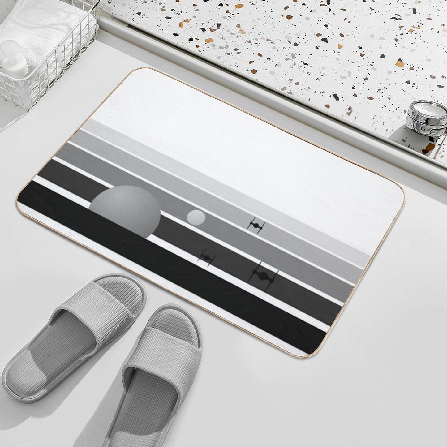 SUNSET BLACK AND WHITE Bath Mat