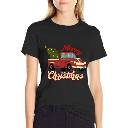 Xmas Merry Christmas Vintage Pickup Truck  Stretchy T-Shirt
