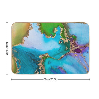 Abstract Faux Marble Mermaid Gemstone With Gold Glitter  Long-Lasting Bath Mat