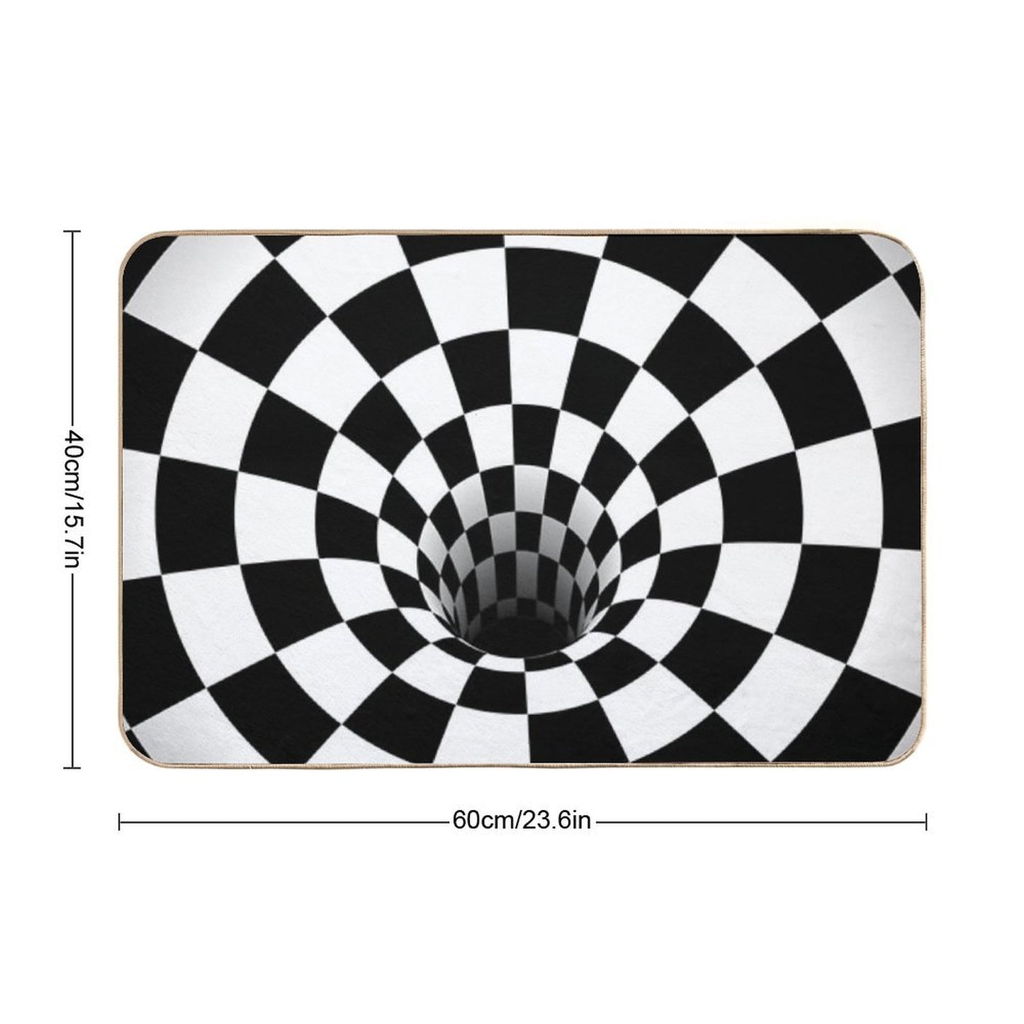 Optical Illusion Black Hole Checkerboard (BlackWhite) Bath Mat