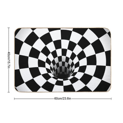 Optical Illusion Black Hole Checkerboard (BlackWhite) Bath Mat