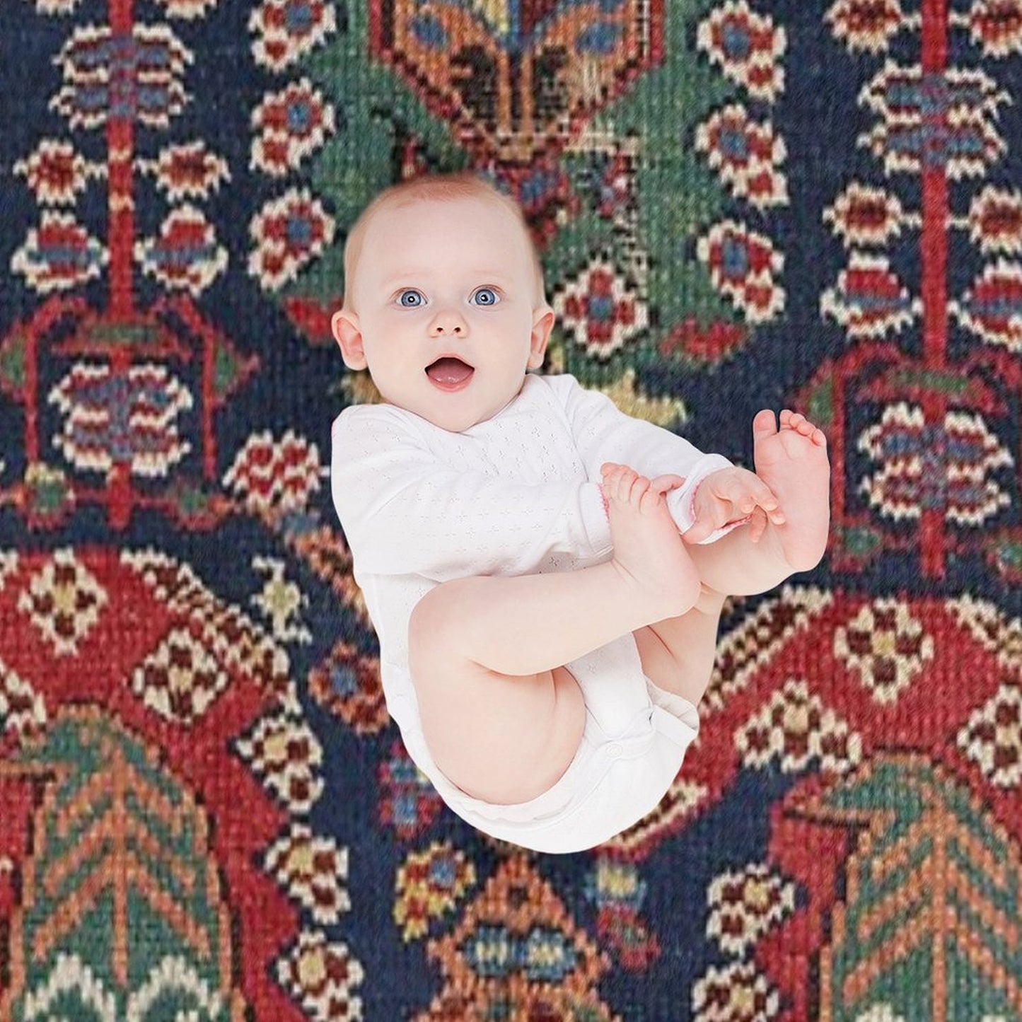 Midnight Blue Botehs 19th Century Authentic Colorful Red Aztec Shapes Rug Throw Blanket