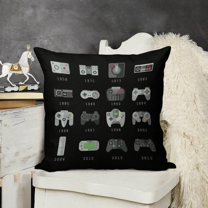 Geek Gaming Controllers Linen Throw Pillow Cover