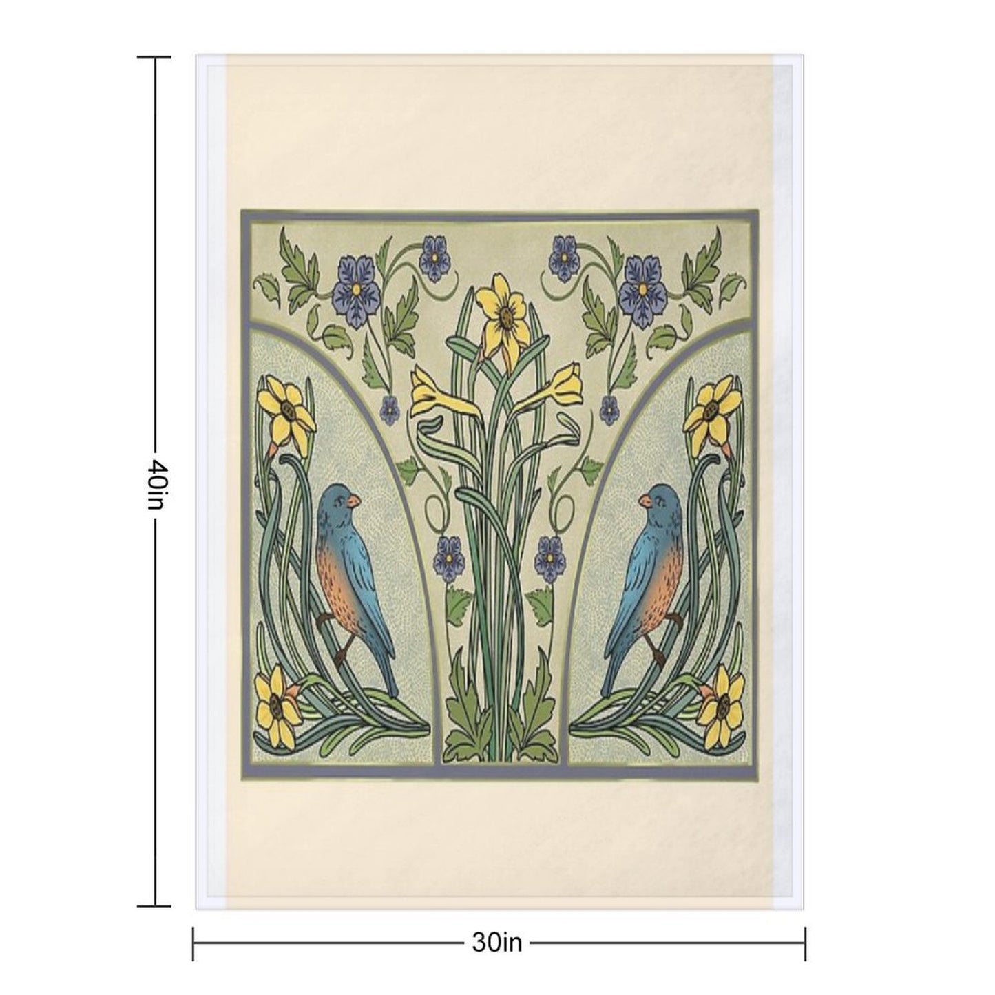 Bluebirds And Spring Blossoms Inspired By Art Nouveau Throw Blanket